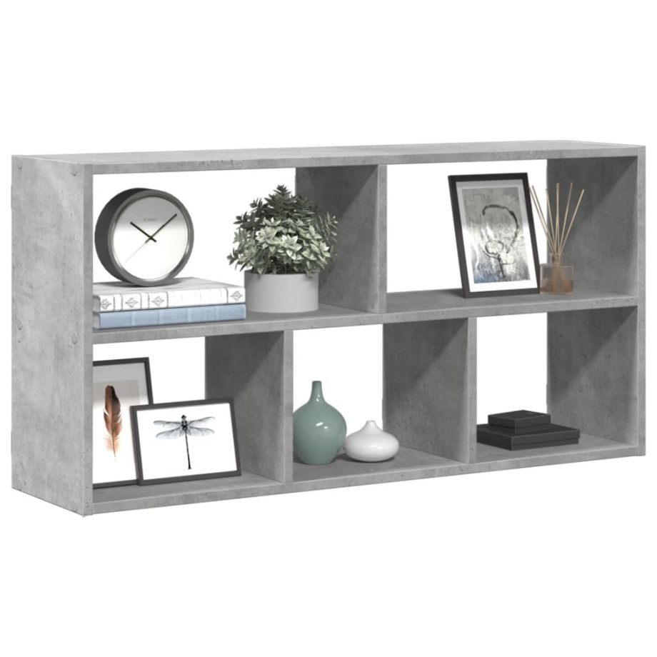 vidaXL Wandschap 100x25x50 cm bewerkt hout betongrijs afbeelding 1