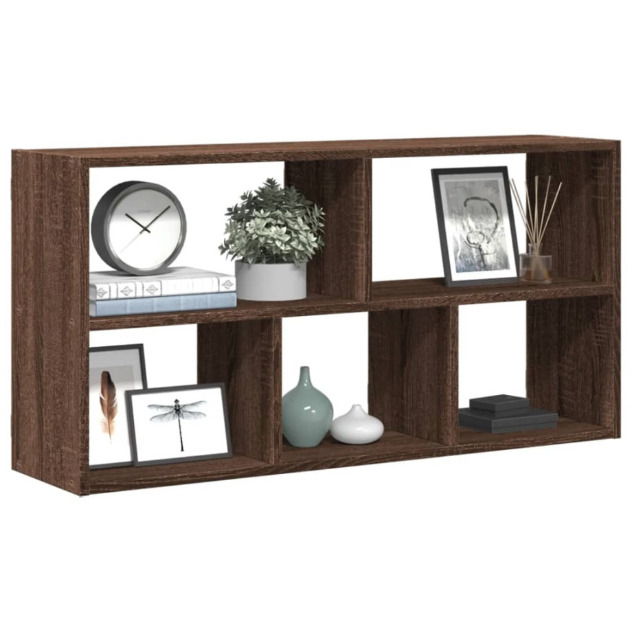 vidaXL Wandschap 100x25x50 cm bewerkt hout bruin eikenkleurig afbeelding 1