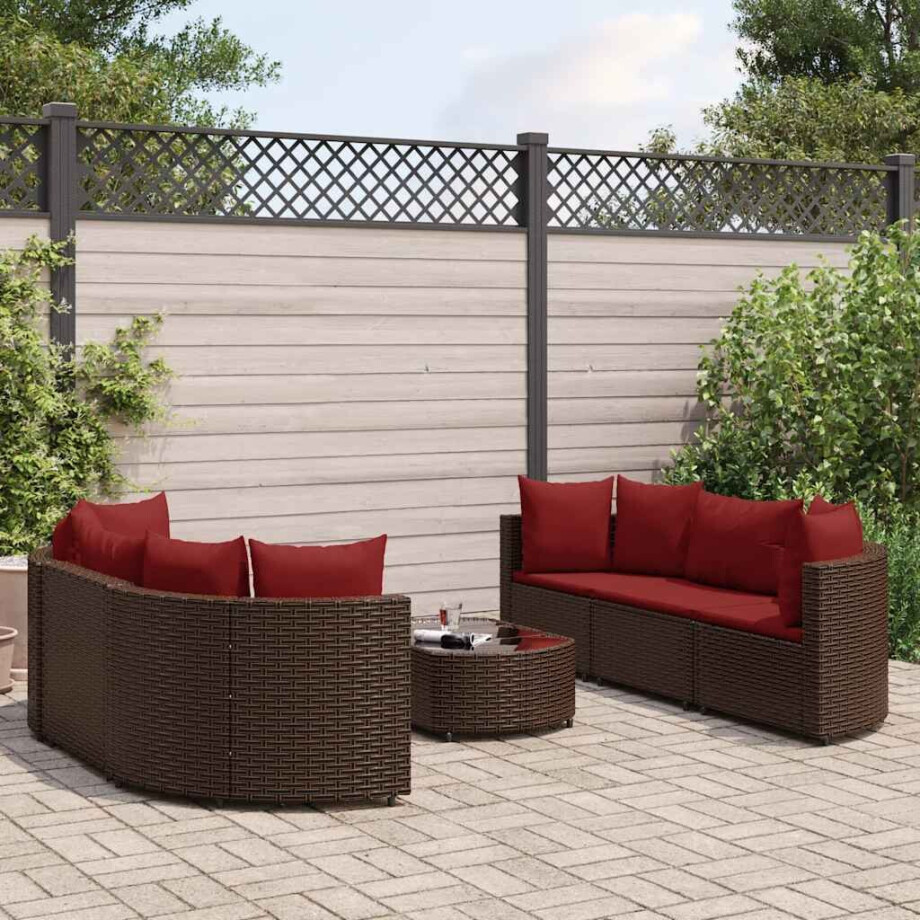 vidaXL 7-delige Loungeset met kussens poly rattan bruin afbeelding 1