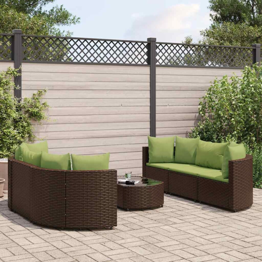vidaXL 7-delige Loungeset met kussens poly rattan bruin afbeelding 1