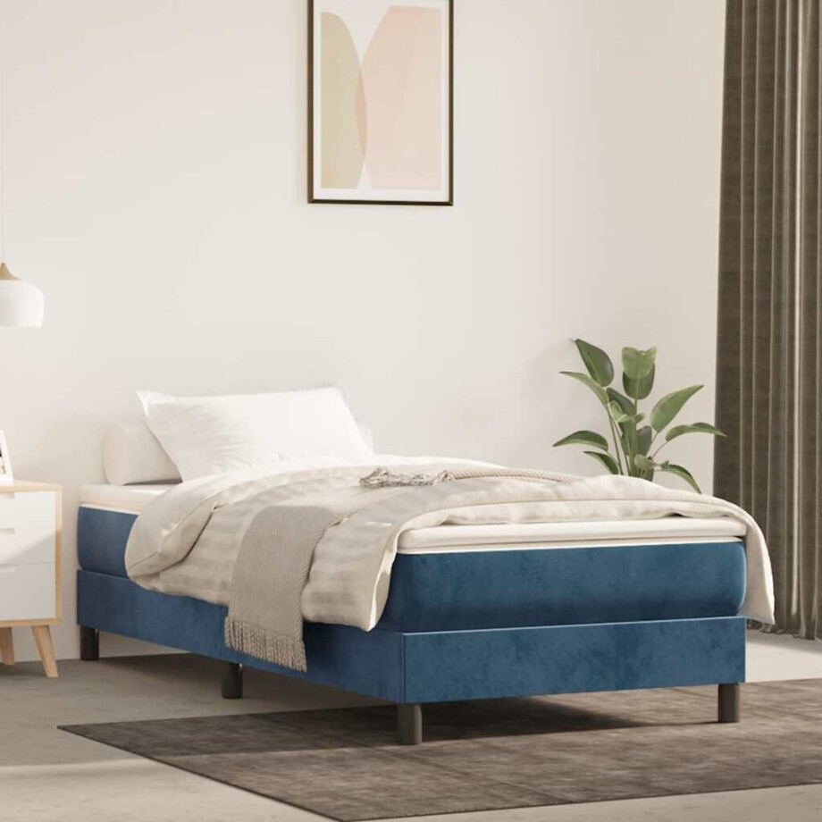 vidaXL Pocketveringmatras voor kinderen medium 80x160 cm fluweel donkerblauw vidaXL Pocketveringmatras voor kinderen medium 80x160 cm fluweel donkerblauw afbeelding 1