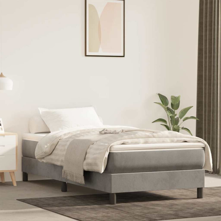 vidaXL Pocketveringmatras medium 100x220x20 cm fluweel lichtgrijs vidaXL Pocketveringmatras medium 100x220x20 cm fluweel lichtgrijs afbeelding 1