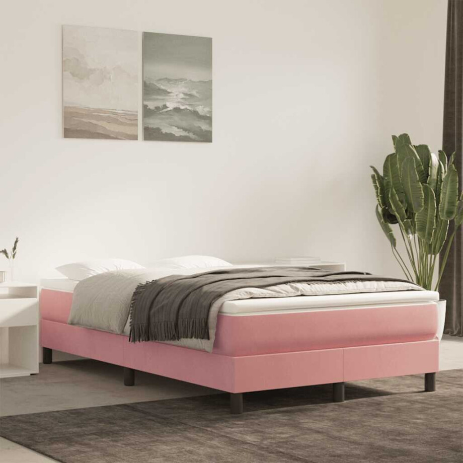 vidaXL Pocketveringmatras 120x220x20 cm fluweel roze afbeelding 1