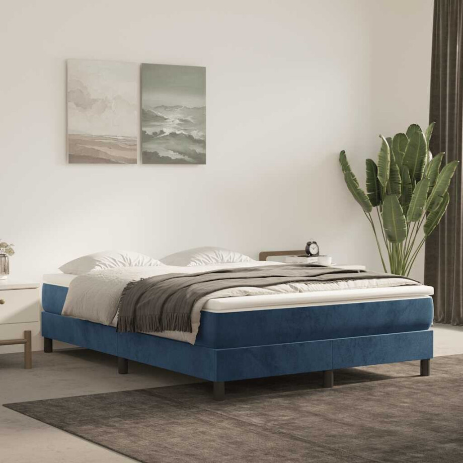 vidaXL Pocketveringmatras 140x220x20 cm fluweel donkerblauw vidaXL Pocketveringmatras 140x220x20 cm fluweel donkerblauw afbeelding 1