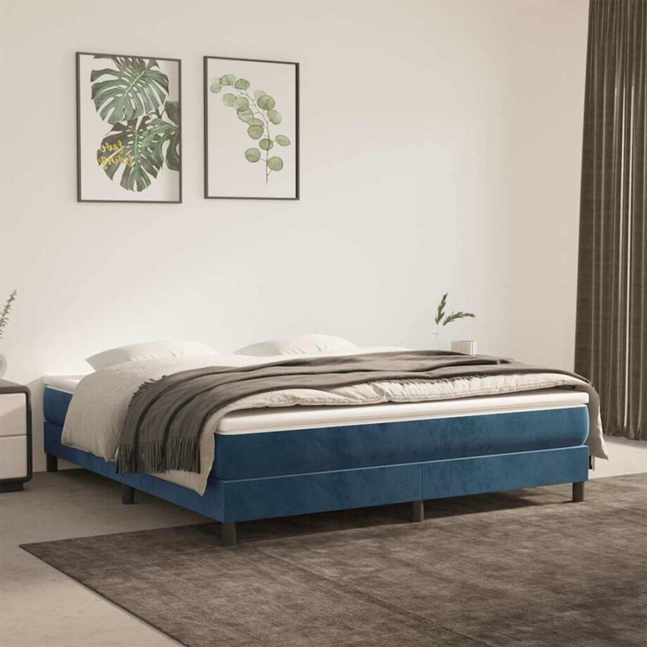 vidaXL Pocketveringmatras medium 160x220x20 cm fluweel donkerblauw afbeelding 1