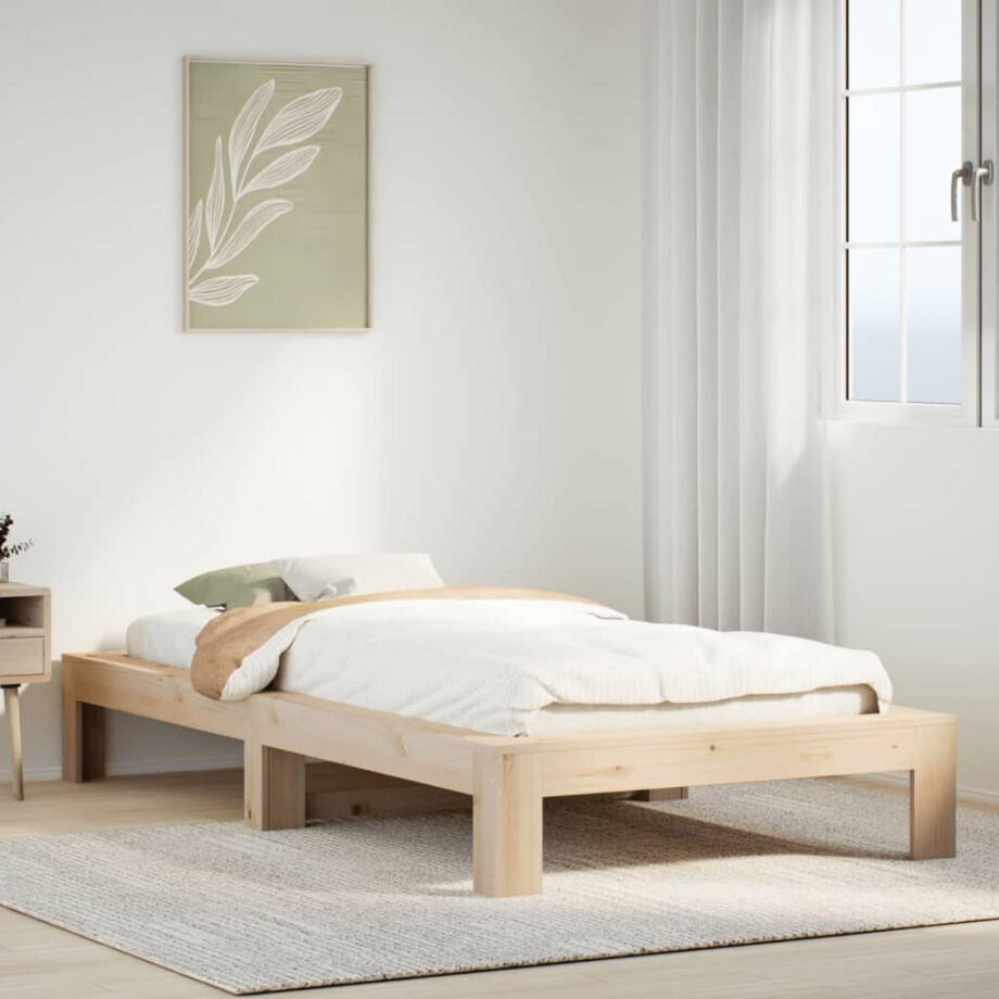 vidaXL Bedframe zonder matras massief grenenhout 90x200 cm afbeelding 1