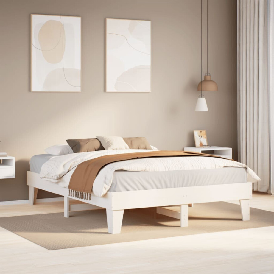 vidaXL Bedframe zonder matras massief grenenhout wit 160x200 cm vidaXL Bedframe zonder matras massief grenenhout wit 160x200 cm afbeelding 1