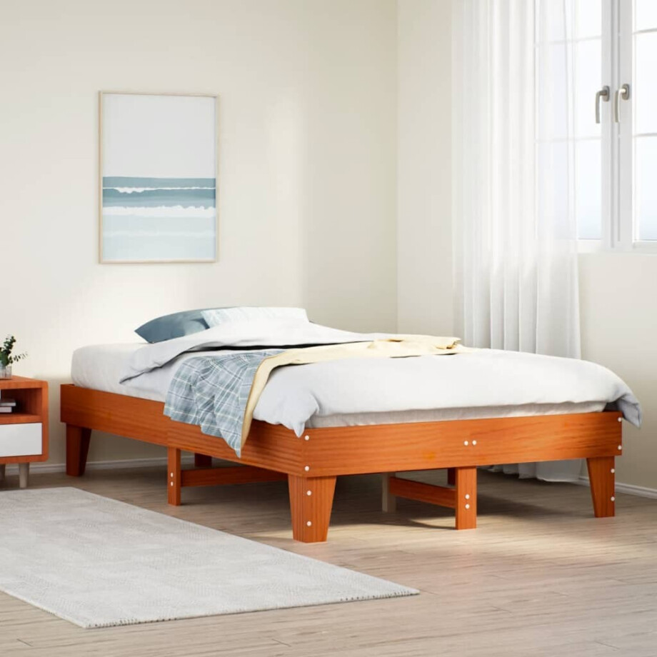 vidaXL Bedframe zonder matras massief grenenhout wasbruin 120x200 cm vidaXL Bedframe zonder matras massief grenenhout wasbruin 120x200 cm afbeelding 1