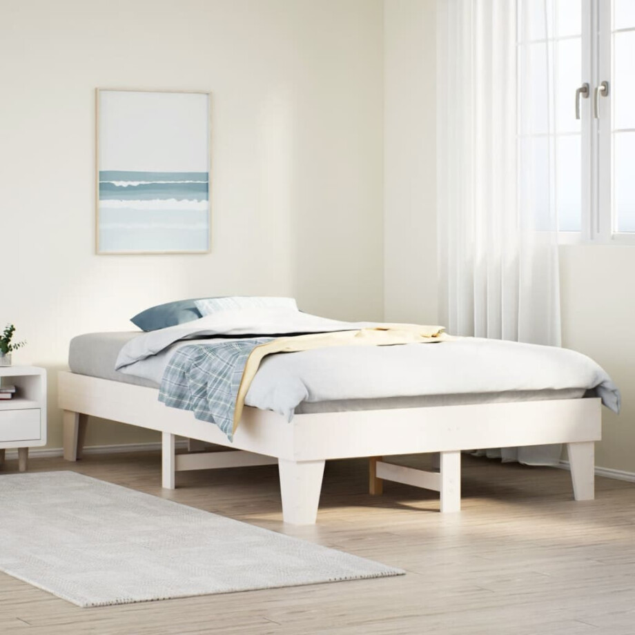 vidaXL Bedframe zonder matras massief grenenhout wit 120x190 cm vidaXL Bedframe zonder matras massief grenenhout wit 120x190 cm afbeelding 1