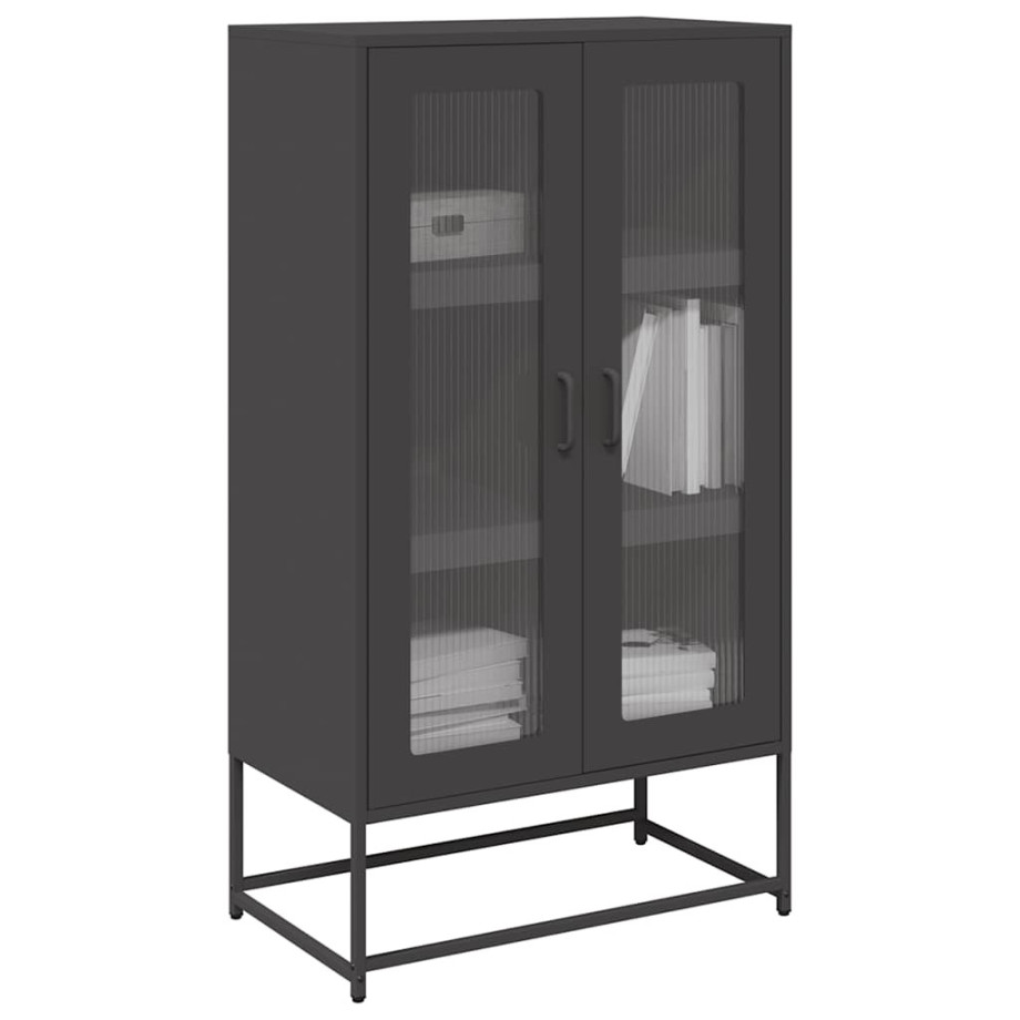 vidaXL Hoge kast 68x39x123 cm staal zwart afbeelding 1