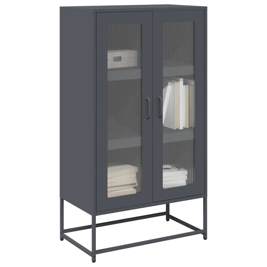 vidaXL Hoge kast 68x39x123 cm staal antracietkleurig afbeelding 1