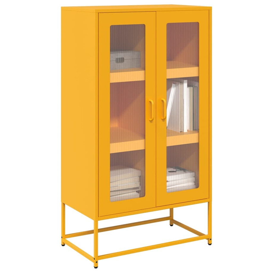 vidaXL Hoge kast 68x39x123 cm staal mosterdgeel afbeelding 1
