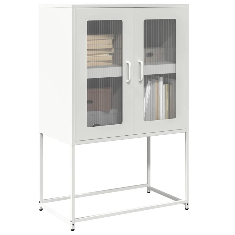 vidaXL Hoge kast 68x39x107 cm staal wit afbeelding 1