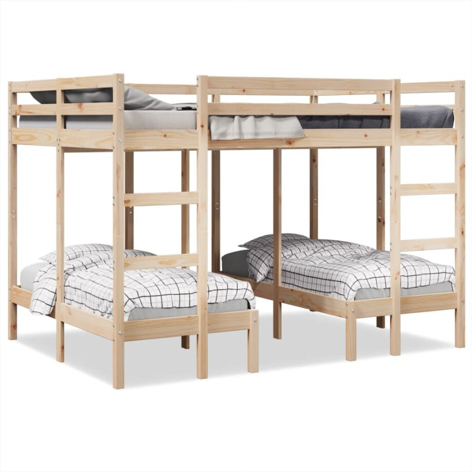 vidaXL Stapelbed 3-voudig massief grenenhout 140x200/70x140 cm afbeelding 1