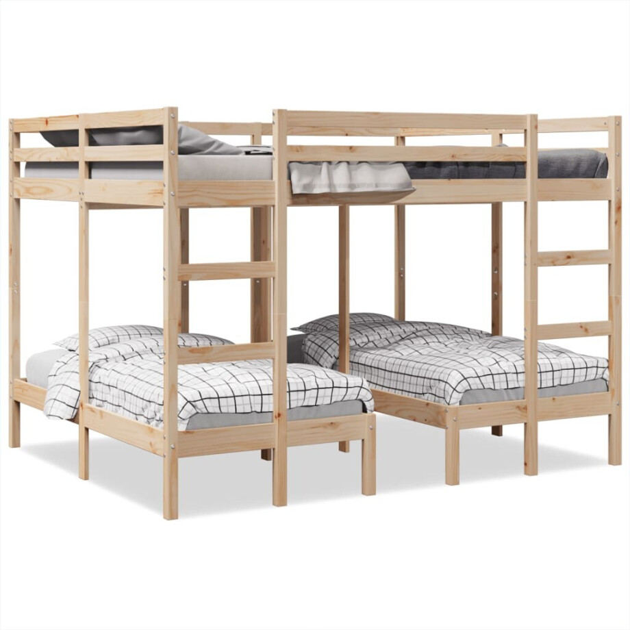 vidaXL Stapelbed 3-voudig massief grenenhout 160x200/80x160 cm afbeelding 1