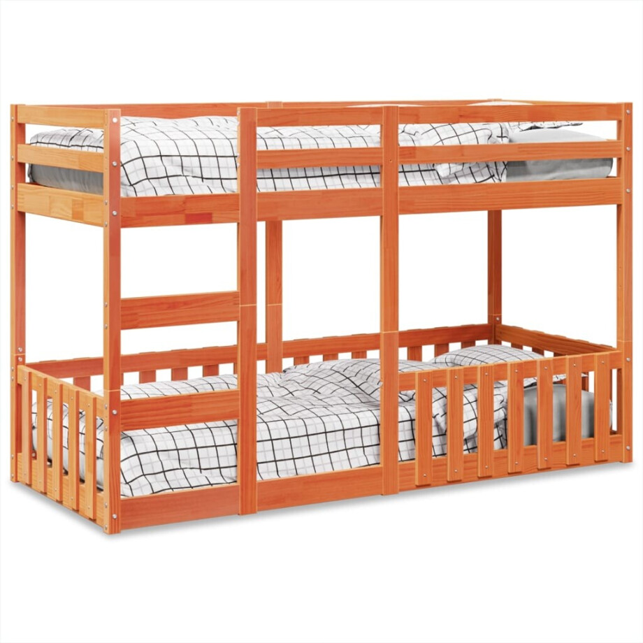 vidaXL Stapelbed massief grenenhout wasbruin 75x190 cm vidaXL Stapelbed massief grenenhout wasbruin 75x190 cm afbeelding 1