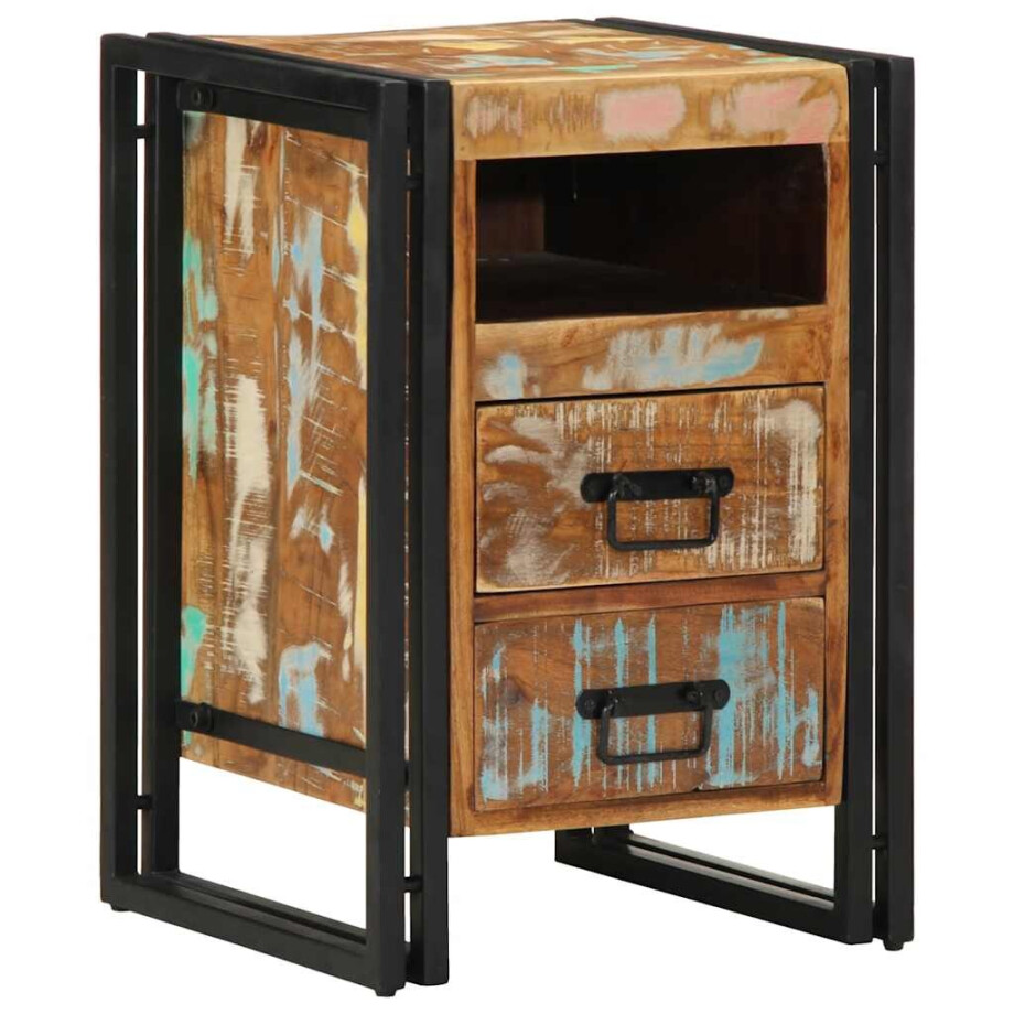 vidaXL Nachtkastje 40x40x59 cm Massief hout gerecycled afbeelding 1