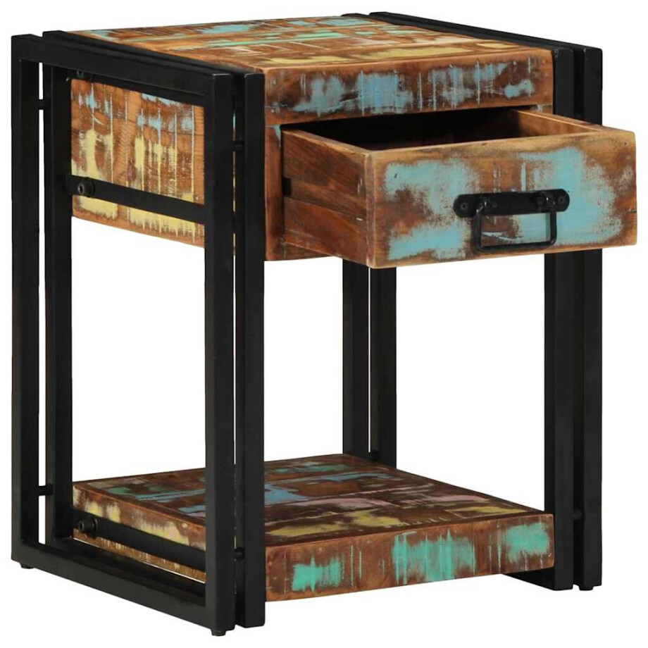 vidaXL Nachtkastje Multikleur 40 x 40 x 50 cm Massief Gerecycled Hout vidaXL Nachtkastje Multikleur 40 x 40 x 50 cm Massief Gerecycled Hout afbeelding 1