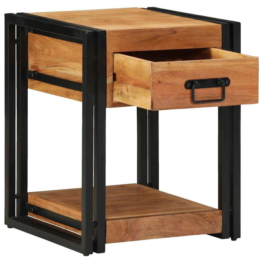 vidaXL Nachtkastje met lade Bruin 40 x 40 x 50 cm Massief Acaciahout afbeelding 1