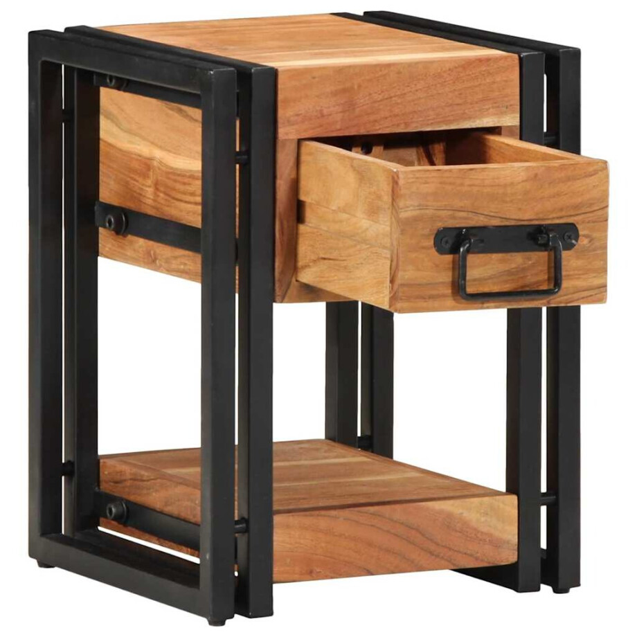 vidaXL Nachtkastje met lade Bruin 30 x 30 x 40 cm Massief Acaciahout afbeelding 1