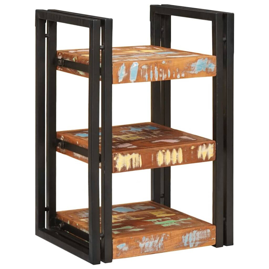 vidaXL Nachtkastje 2 pcs Bruin en zwart Massief Gerecycled Hout afbeelding 1