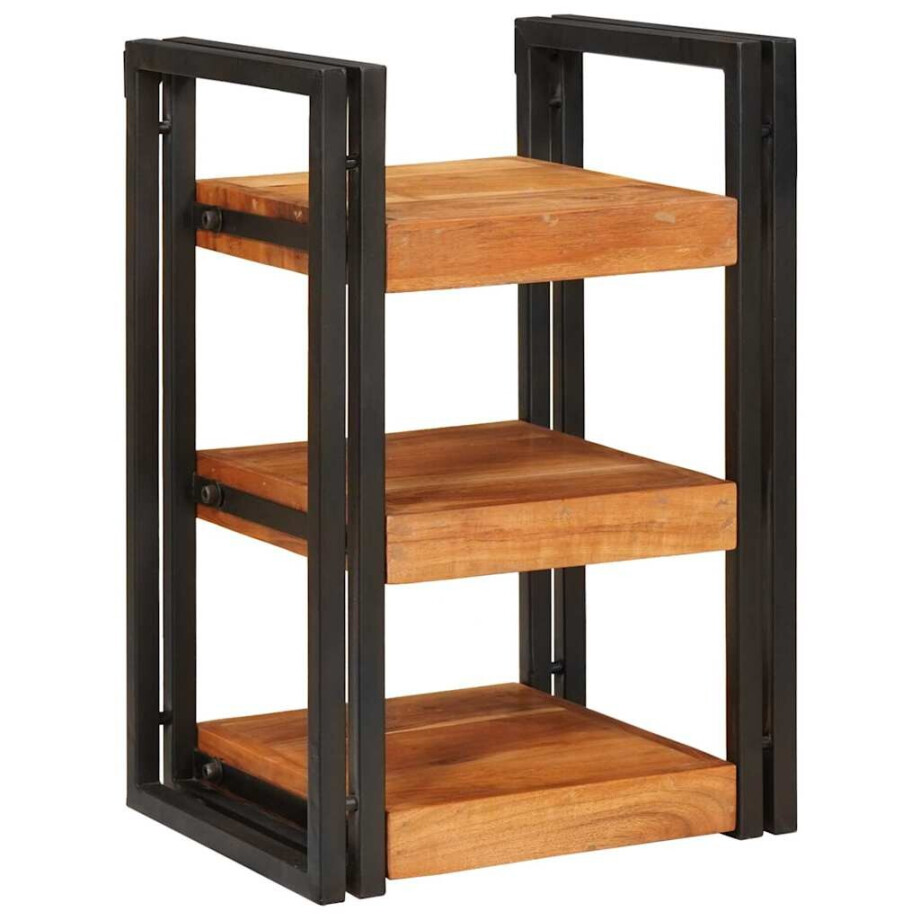 vidaXL Nachtkastje Bruin en zwart 38 x 33 x 58 cm Massief Hout Acacia afbeelding 1