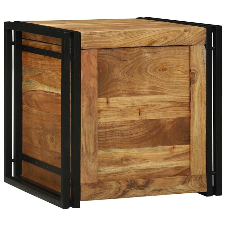 vidaXL Opbergbox Bruin en zwart 50 x 50 x 50 cm Massief Acaciahout vidaXL Opbergbox Bruin en zwart 50 x 50 x 50 cm Massief Acaciahout afbeelding 1