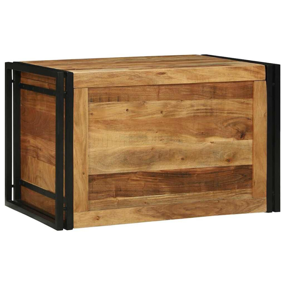 vidaXL Opbergbox Bruin en zwart 80 x 50 x 50 cm Acaciahout vidaXL Opbergbox Bruin en zwart 80 x 50 x 50 cm Acaciahout afbeelding 1