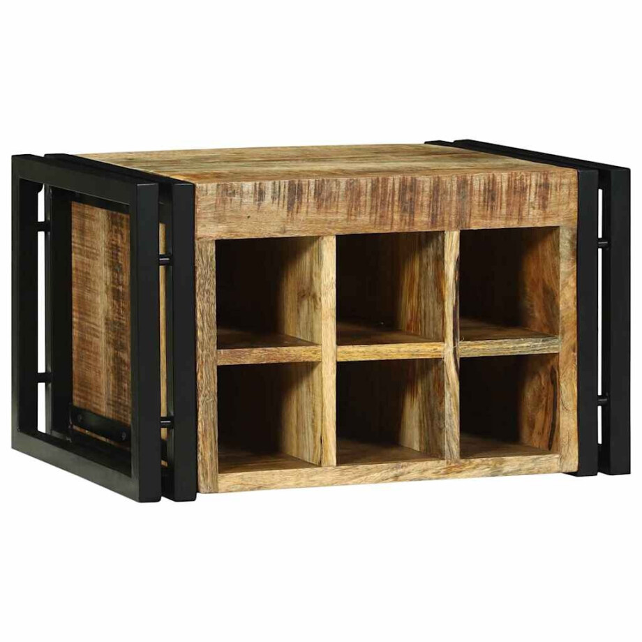 vidaXL Wijnrek Bruin en zwart 46 x 35 x 27.5 cm Massief mangohout vidaXL Wijnrek Bruin en zwart 46 x 35 x 27.5 cm Massief mangohout afbeelding 1