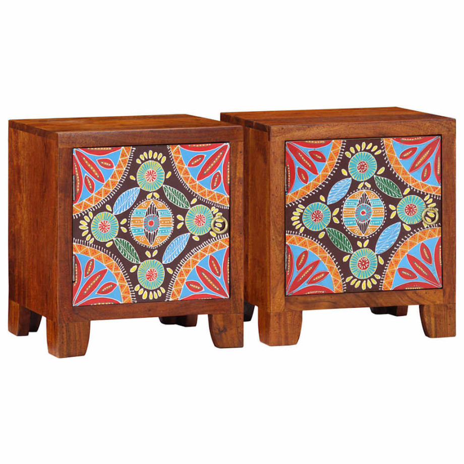 vidaXL Nachtkastje 2 st 40x30x45 cm massief acaciahout afbeelding 1