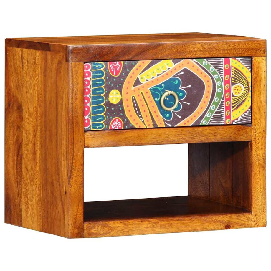 vidaXL Nachtkastje met lade Bruin 40 x 35 x 35 cm Massief Acaciahout afbeelding 1