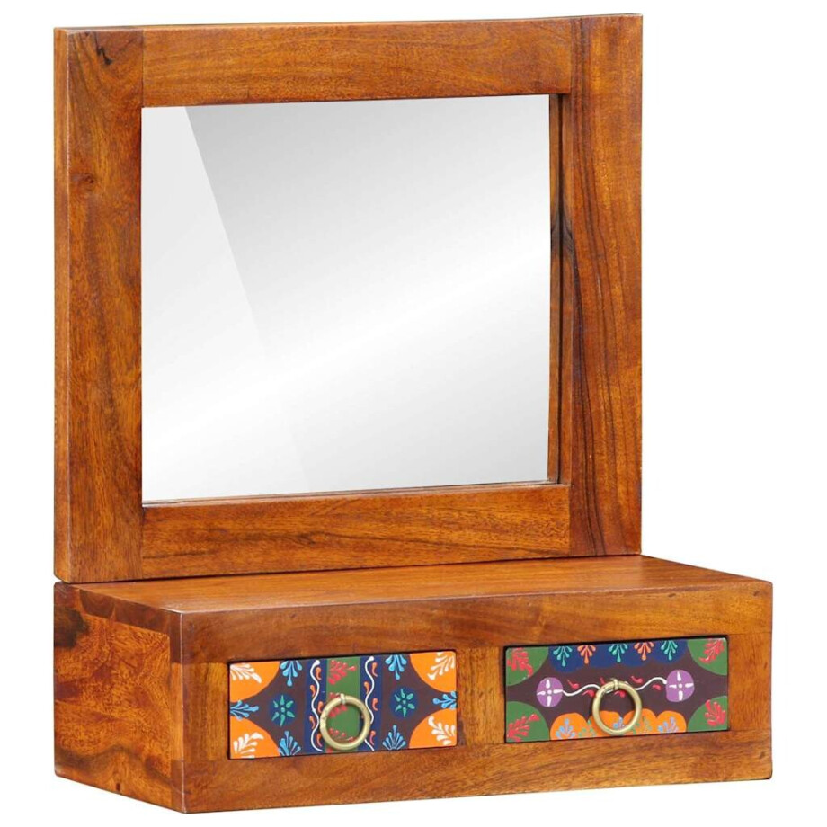 vidaXL Wandkast met lade Bruin 40 x 20 x 50 cm Massief Acaciahout afbeelding 1