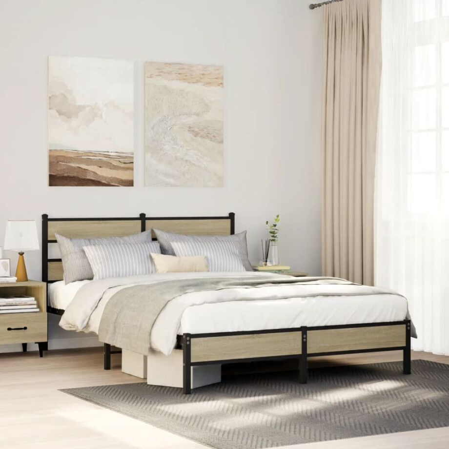 vidaXL Bedframe zonder matras hout sonoma eikenkleurig 140x200 cm vidaXL Bedframe zonder matras hout sonoma eikenkleurig 140x200 cm afbeelding 1