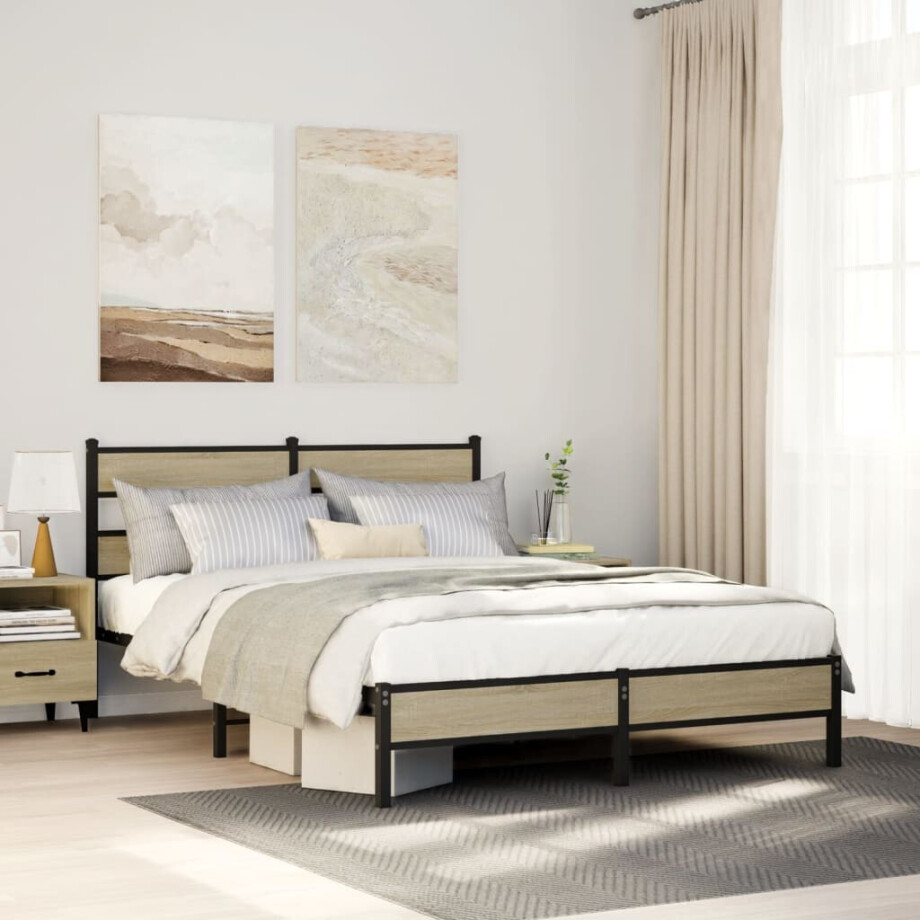 vidaXL Bedframe zonder matras hout sonoma eikenkleurig 150x200 cm vidaXL Bedframe zonder matras hout sonoma eikenkleurig 150x200 cm afbeelding 1