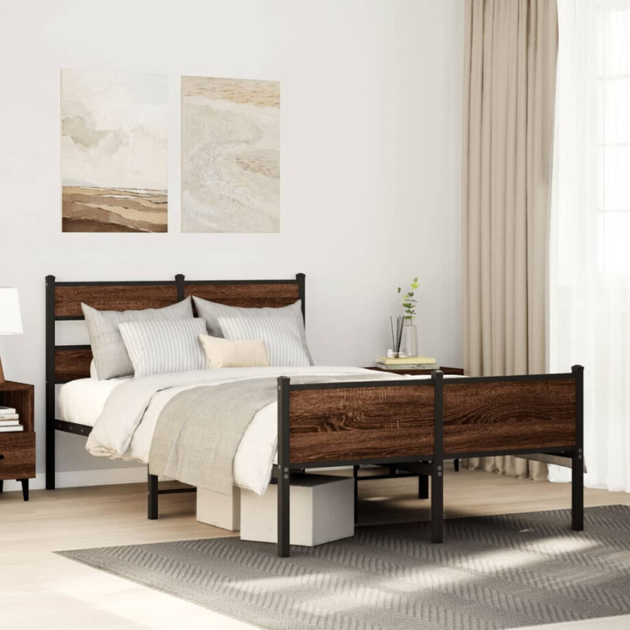 vidaXL Bedframe zonder matras bewerkt hout bruin eikenkleur 120x200 cm afbeelding 1