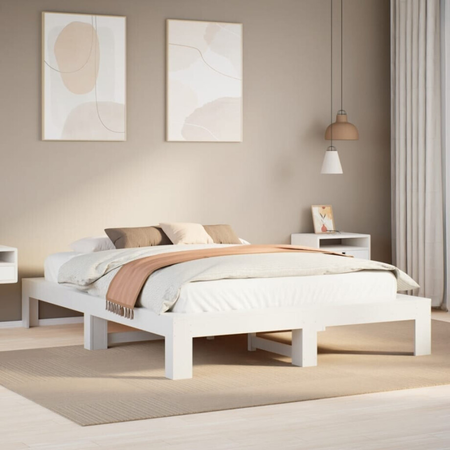 vidaXL Bedframe zonder matras massief grenenhout wit 160x200 cm vidaXL Bedframe zonder matras massief grenenhout wit 160x200 cm afbeelding 1