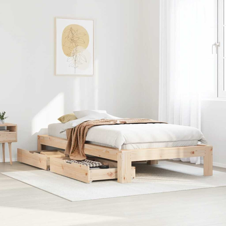 vidaXL Bedframe zonder matras massief grenenhout 90x200 cm afbeelding 1