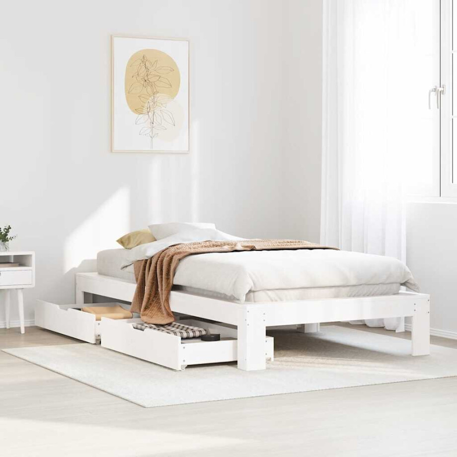 vidaXL Bedframe zonder matras massief grenenhout wit 90x200 cm vidaXL Bedframe zonder matras massief grenenhout wit 90x200 cm afbeelding 1