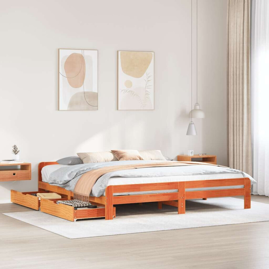 vidaXL Bedframe zonder matras massief grenenhout wasbruin 180x200 cm vidaXL Bedframe zonder matras massief grenenhout wasbruin 180x200 cm afbeelding 1