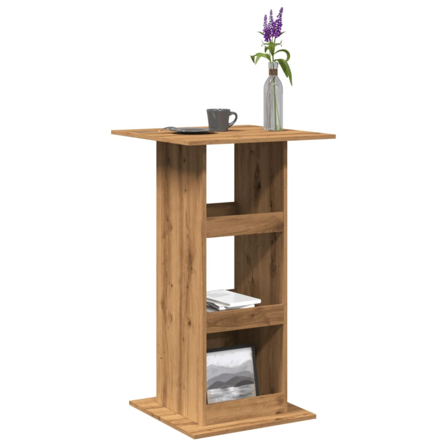 vidaXL Bartafel met opbergruimte 60x60x102 cm hout artisanaal eiken afbeelding 1