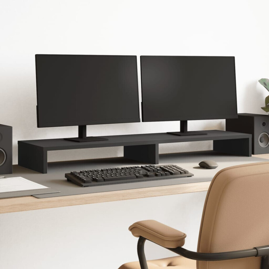 vidaXL Monitorstandaard 100x27x10 cm bewerkt hout zwart vidaXL Monitorstandaard 100x27x10 cm bewerkt hout zwart afbeelding 1