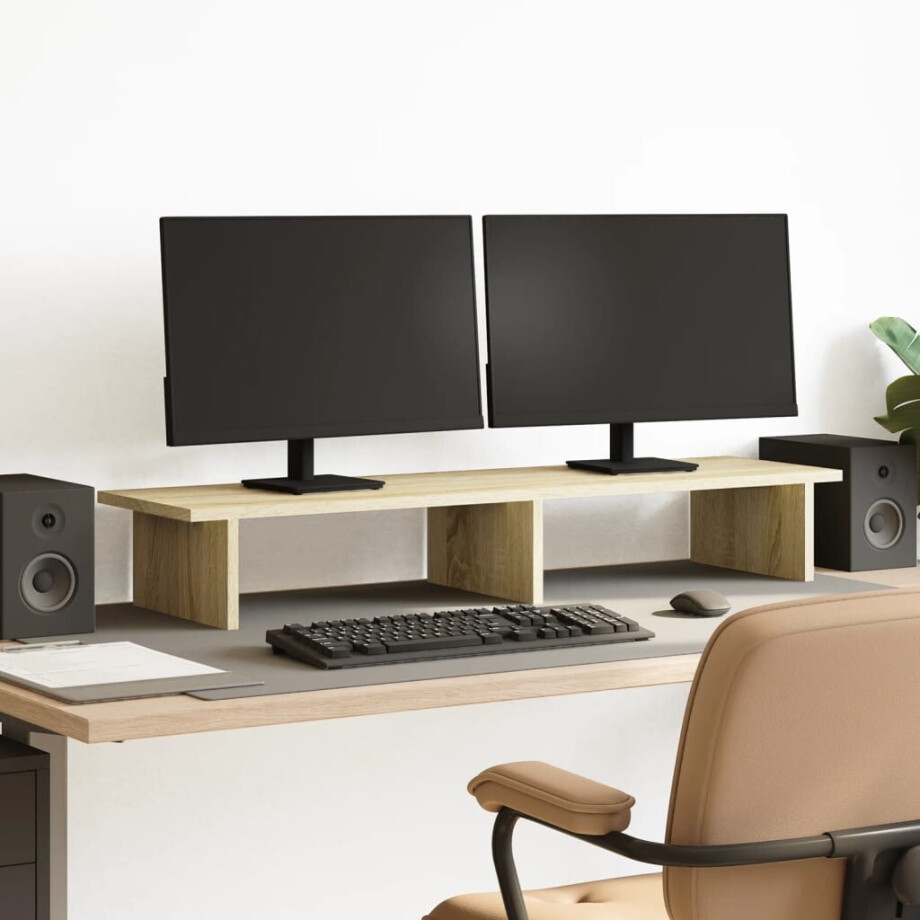 vidaXL Monitorstandaard 100x27x15 cm bewerkt hout sonoma eikenkleurig vidaXL Monitorstandaard 100x27x15 cm bewerkt hout sonoma eikenkleurig afbeelding 1