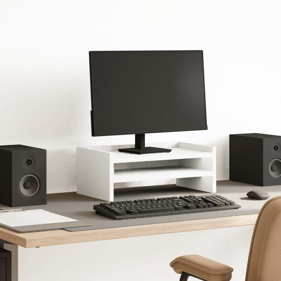 vidaXL Monitorstandaard 42x24x16 cm bewerkt hout wit vidaXL Monitorstandaard 42x24x16 cm bewerkt hout wit afbeelding 1