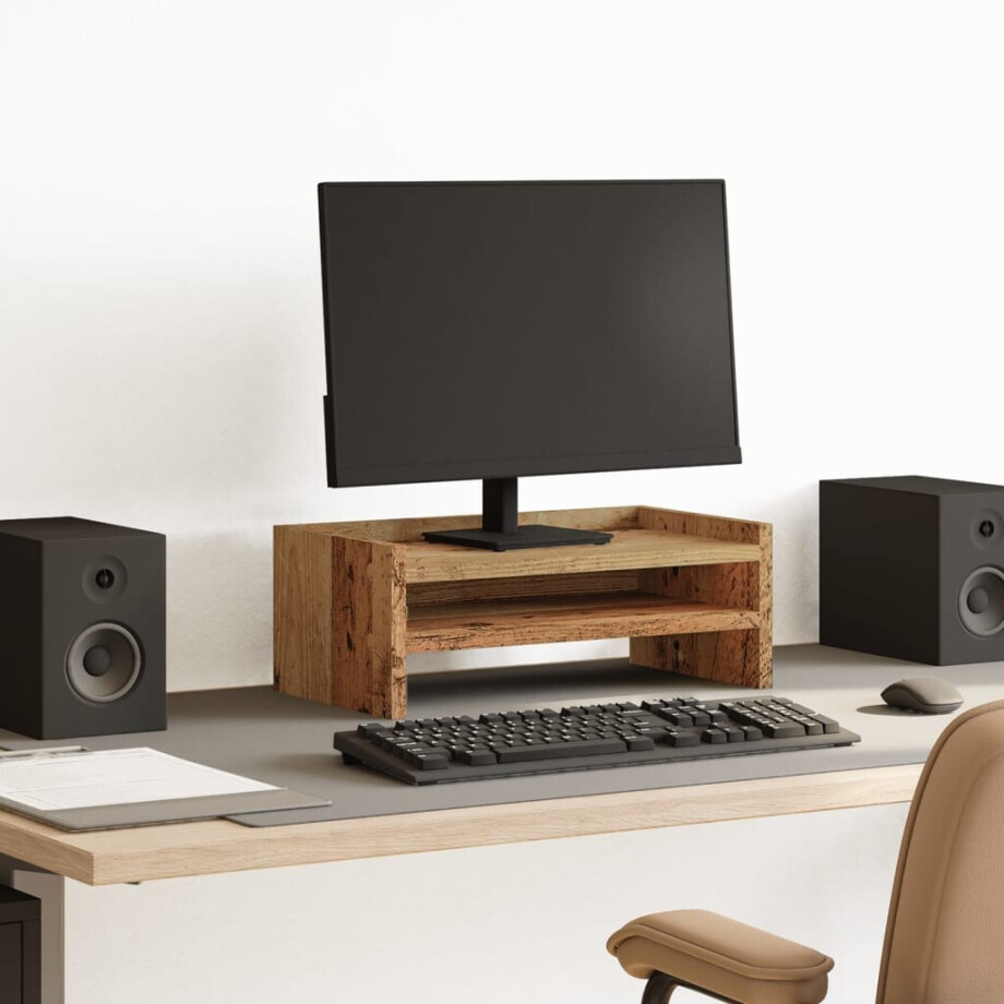 vidaXL Monitorstandaard 42x24x16 cm bewerkt hout oud houtkleurig vidaXL Monitorstandaard 42x24x16 cm bewerkt hout oud houtkleurig afbeelding 1