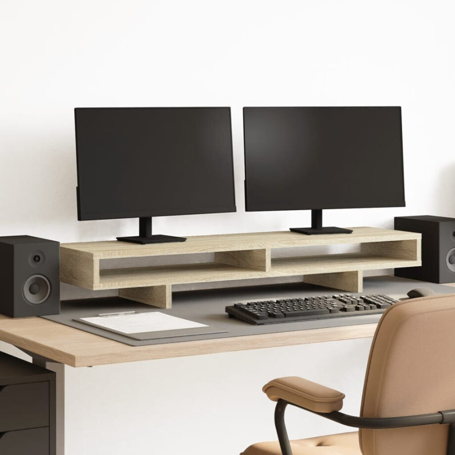 vidaXL Monitorstandaard 100x27x15 cm bewerkt hout sonoma eikenkleurig vidaXL Monitorstandaard 100x27x15 cm bewerkt hout sonoma eikenkleurig afbeelding 1