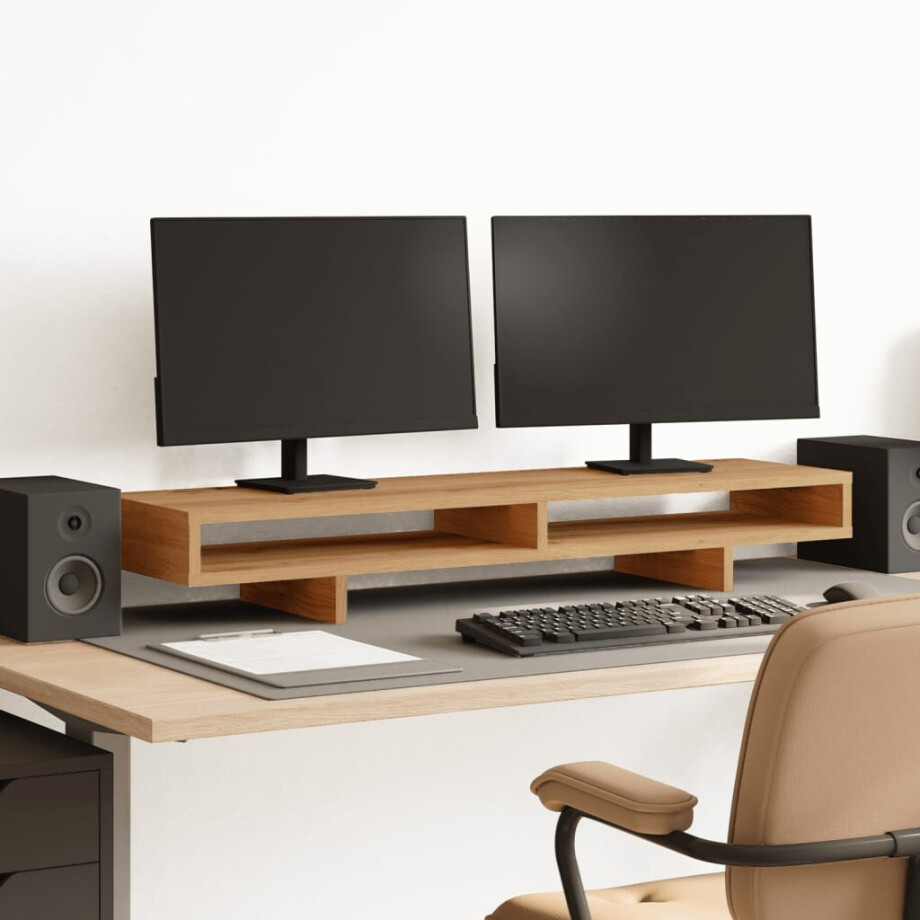 vidaXL Monitorstandaard 100x27x15 cm bewerkt hout artisanaal eiken vidaXL Monitorstandaard 100x27x15 cm bewerkt hout artisanaal eiken afbeelding 1