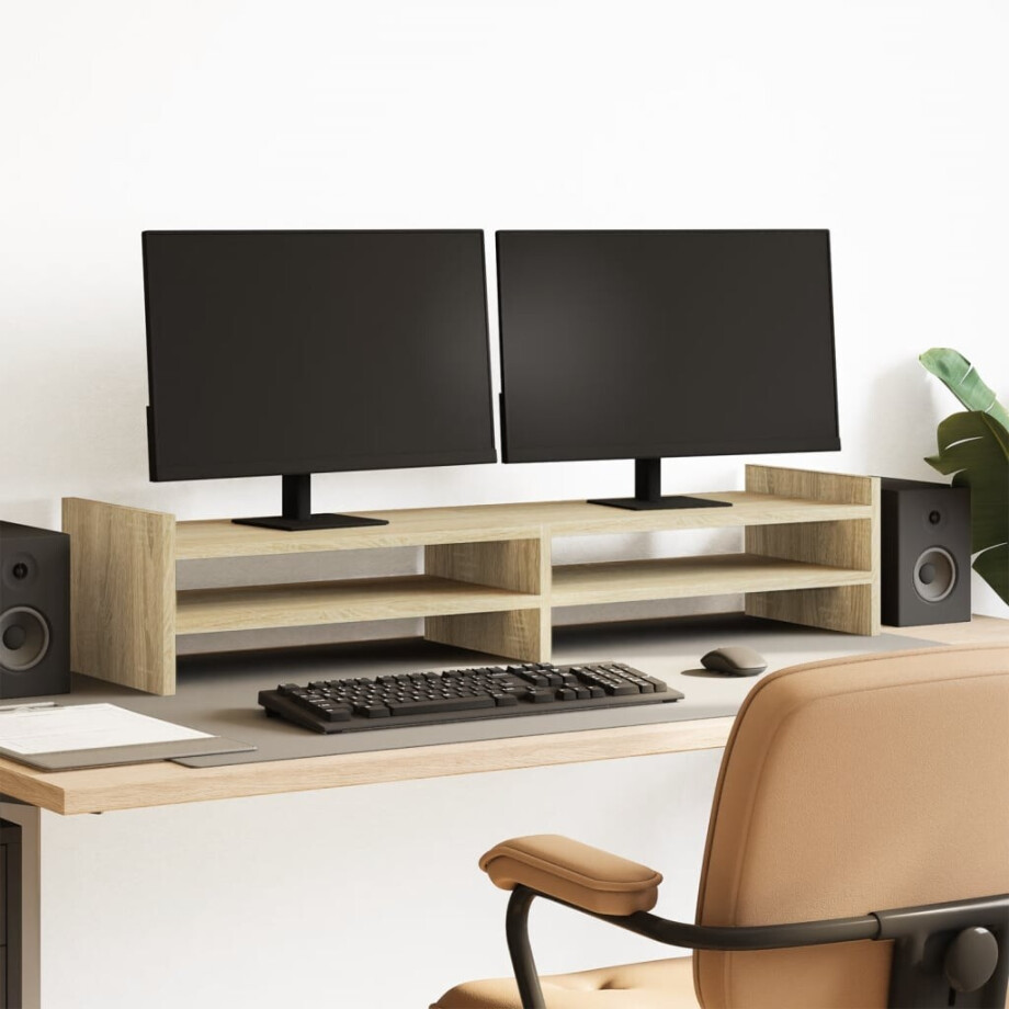 vidaXL Monitorstandaard 100x27x20 cm bewerkt hout sonoma eikenkleurig vidaXL Monitorstandaard 100x27x20 cm bewerkt hout sonoma eikenkleurig afbeelding 1