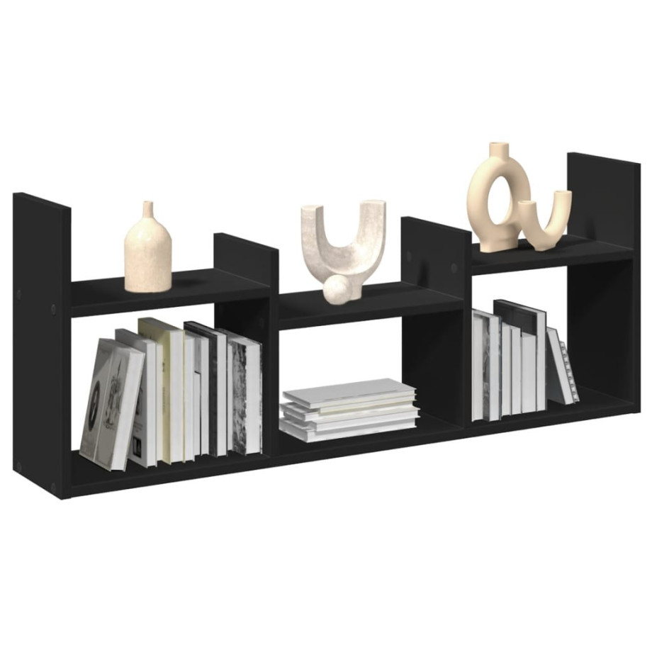 vidaXL Wandkast 100x18x40 cm bewerkt hout zwart afbeelding 1