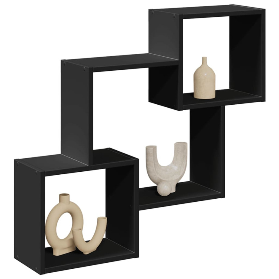 vidaXL Wandkast 78x18x71 cm bewerkt hout zwart afbeelding 1