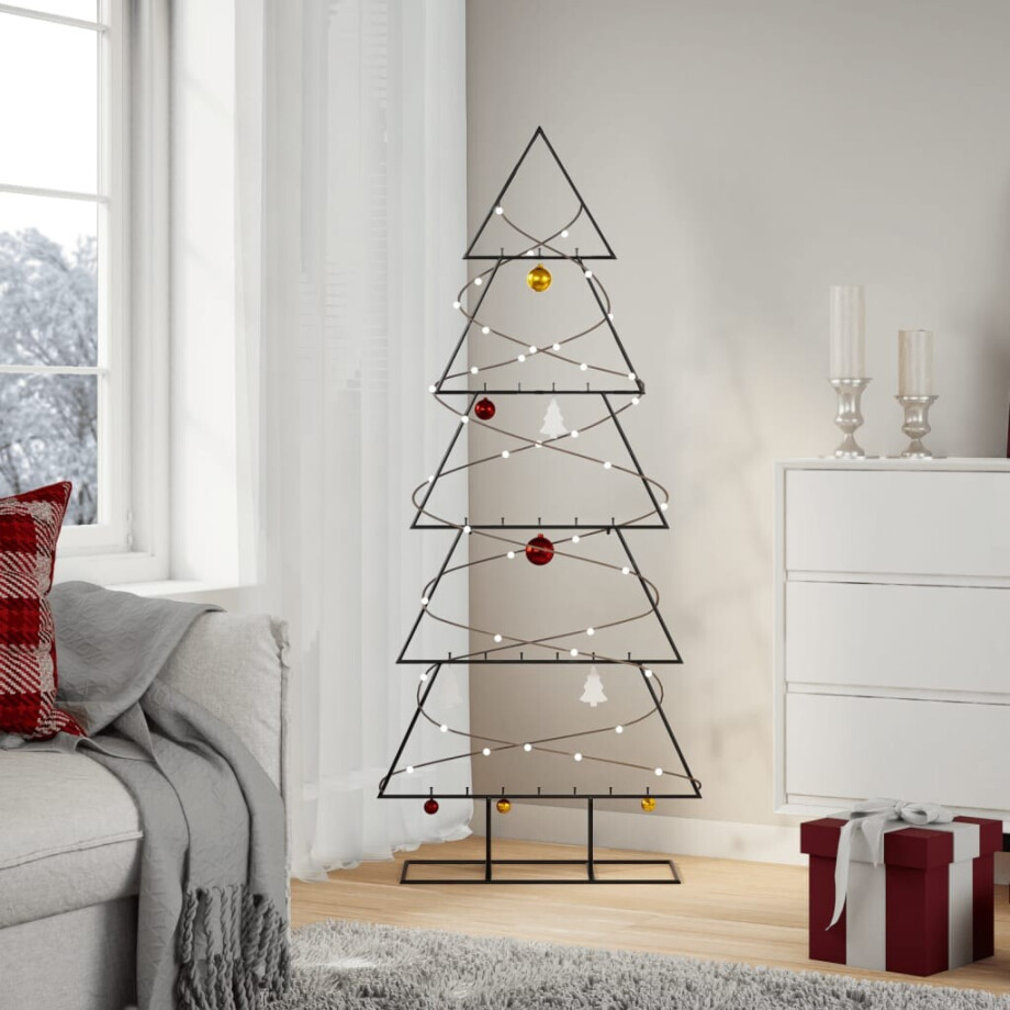 vidaXL Kerstdecoratie kerstboom 150 cm metaal zwart afbeelding 1